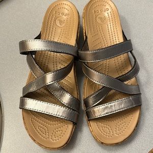 CROCS Leigh Wedge Dressy Slip On Shoes